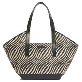 Marni Black Raffia-Effect Waves Small Tote Bag